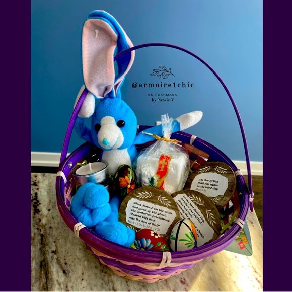 Holiday Easter Basket | Hand Painted Wooden Eggs & Lamb Candle | Poland Import - Picture 16 of 16